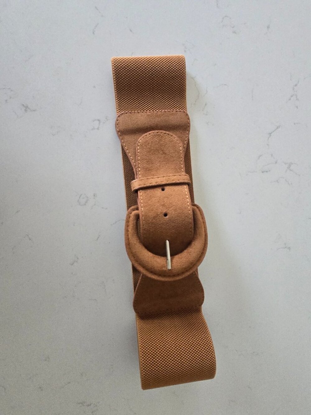 Faux suede and leather stretchy belt